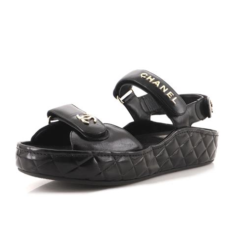 chanel velcro sandals black|chanel slides sandals.